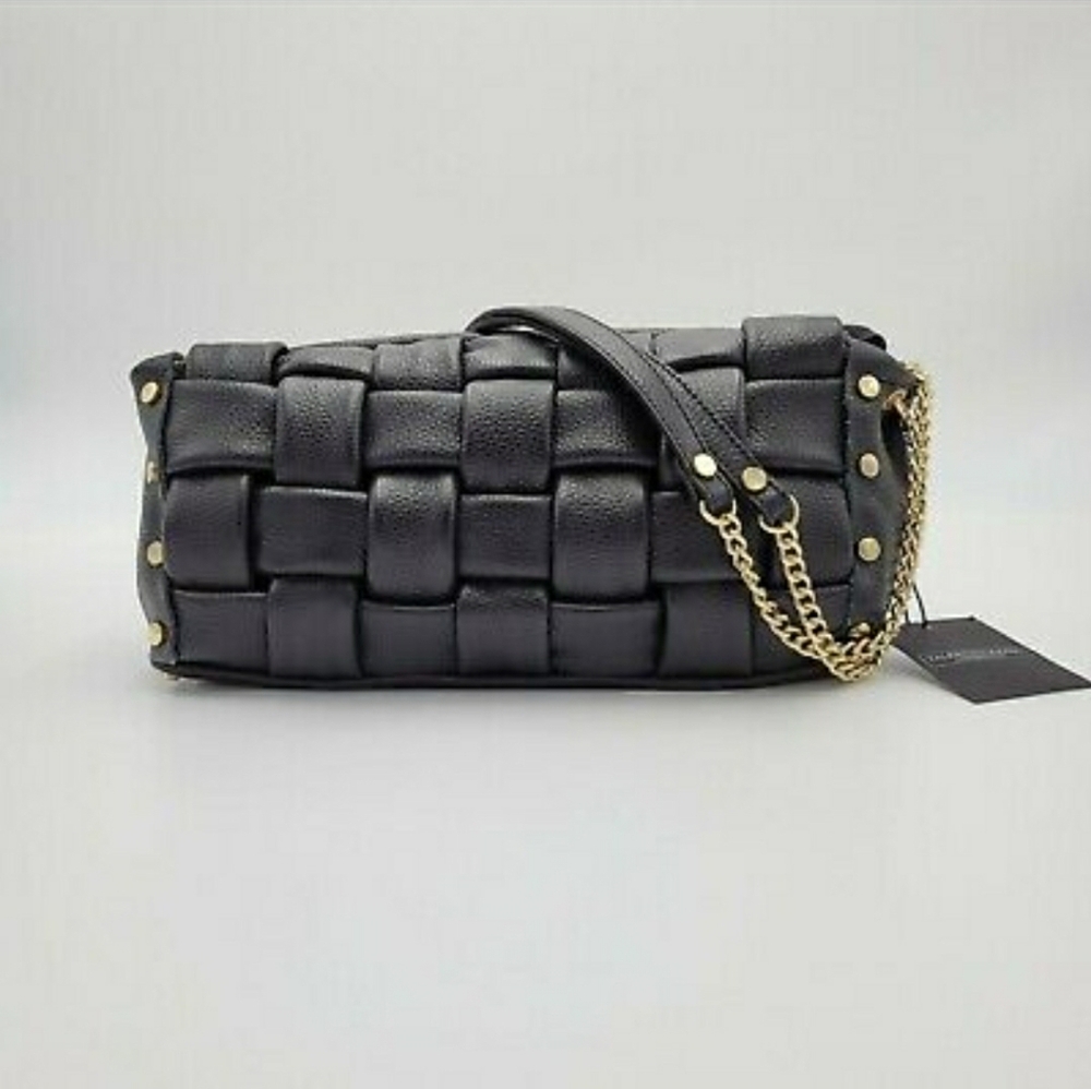 Valentina Designer Italy Fiore Quilted Black Crossbody Bag Purse